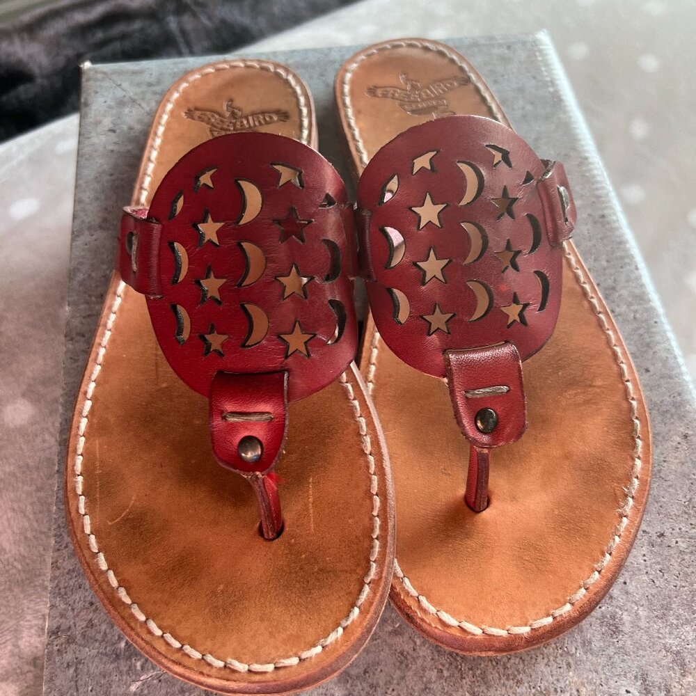 Freebird by Steven Vallarta Celestial Red Leather Thong Style Sandal 8